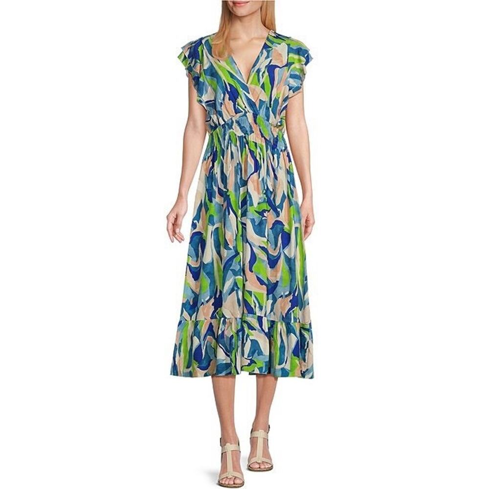 Blue and Green Midi Dress